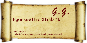 Gyurkovits Girót névjegykártya
